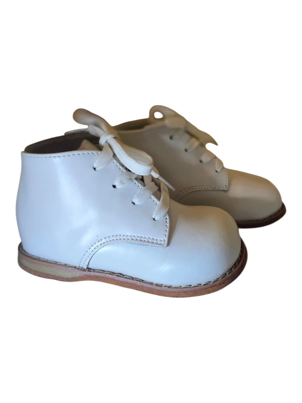 Caroo Walker White Leather Lace-Up Baby Boots Christening First Walking Shoes